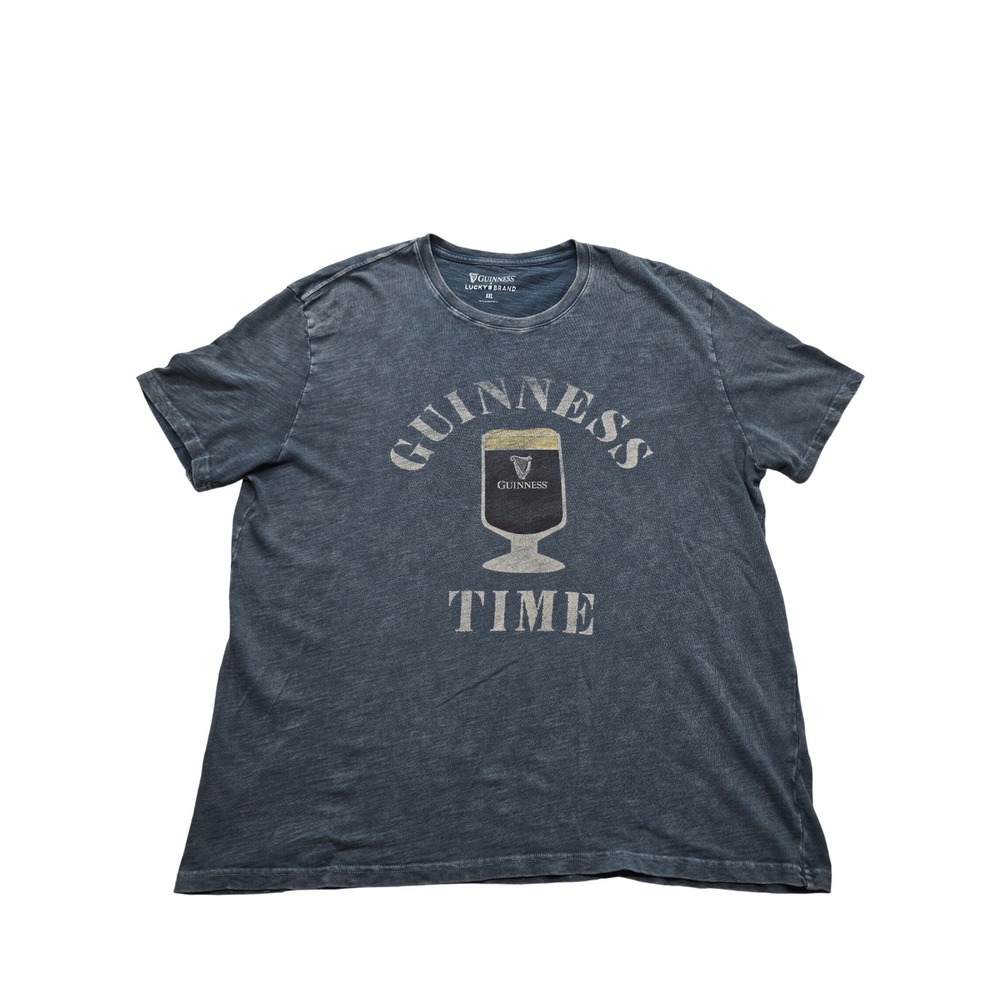 Lucky Brand Guinness Time Graphic Tee Faded Blue Slub Cotton Mens XXL Streetwear